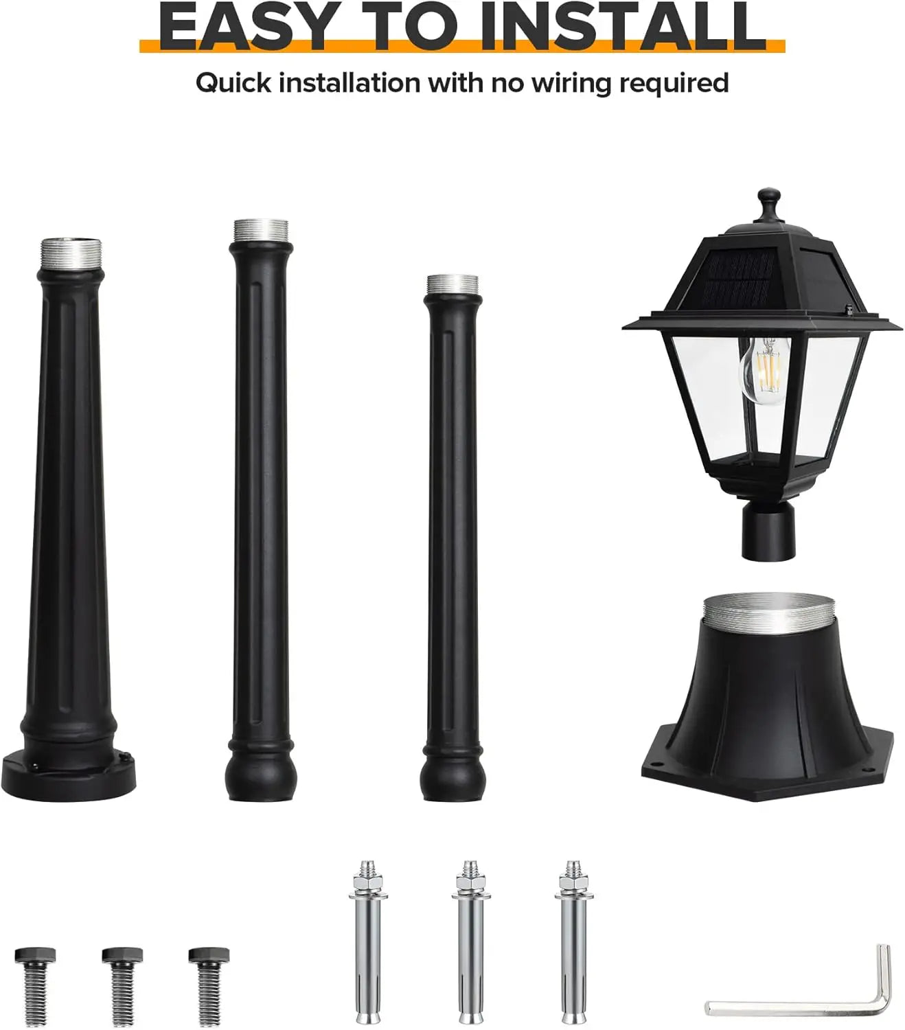 LED Solar Post Street Light - 200 Lumens 2700K