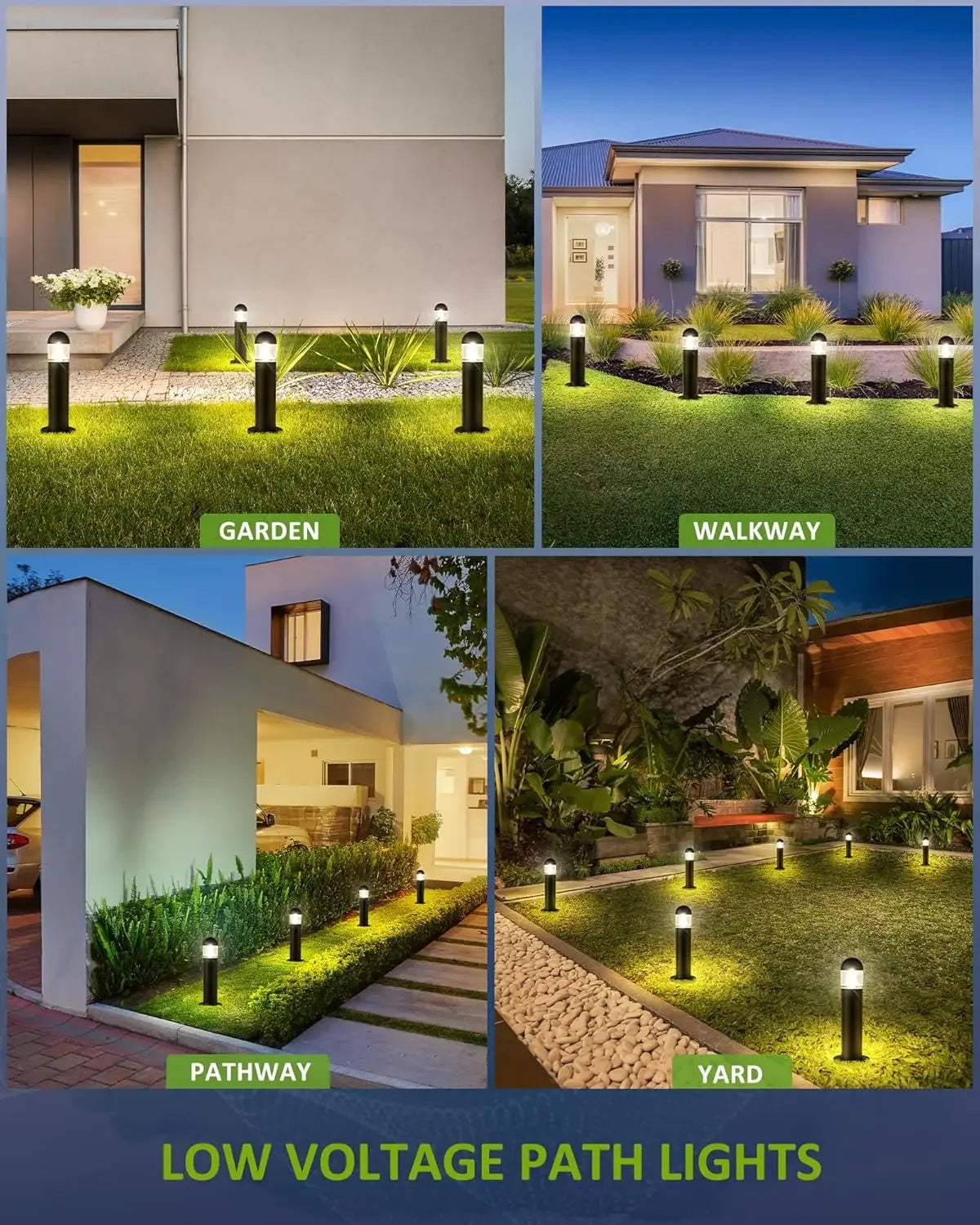 8 Pack Low Voltage Wired 12V LED Landscape Pathway Lights
