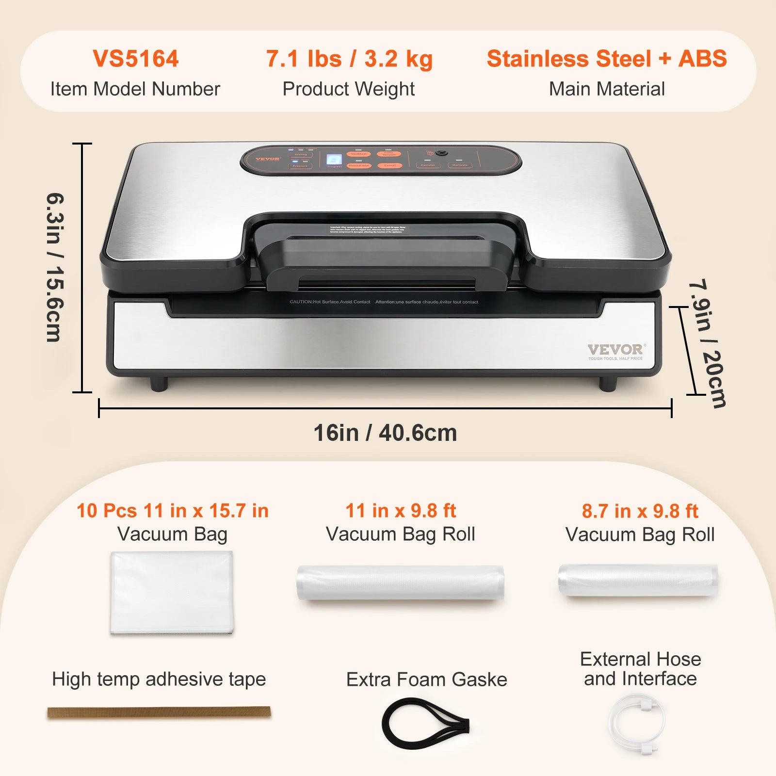 Vacuum Food Sealer with 10 Vacuum Bags