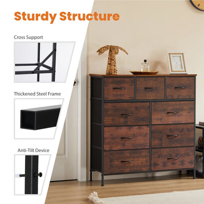 Bedroom Dresser With 9 Fabric Storage Drawers
