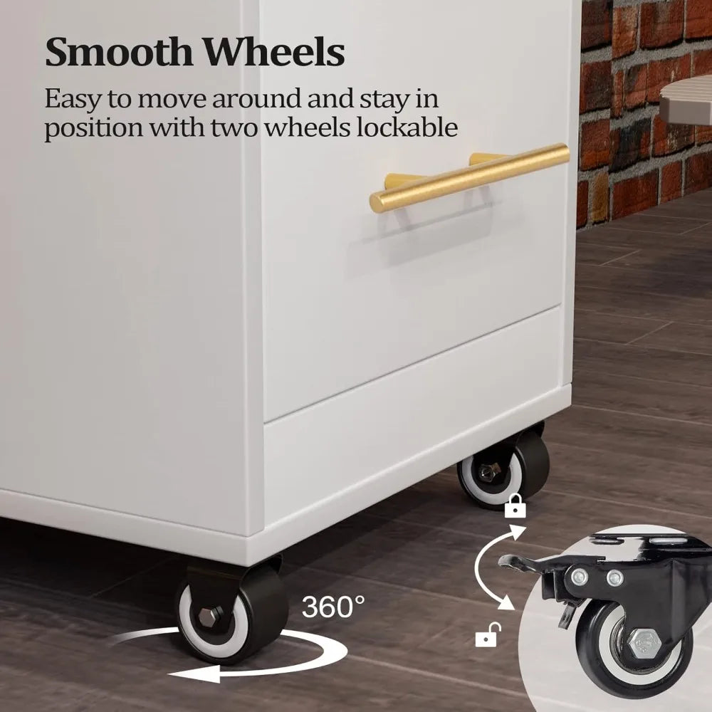 3-Drawer Rolling Salon/Kitchen Trolley Cart with Wheels with Hot Tool Holder