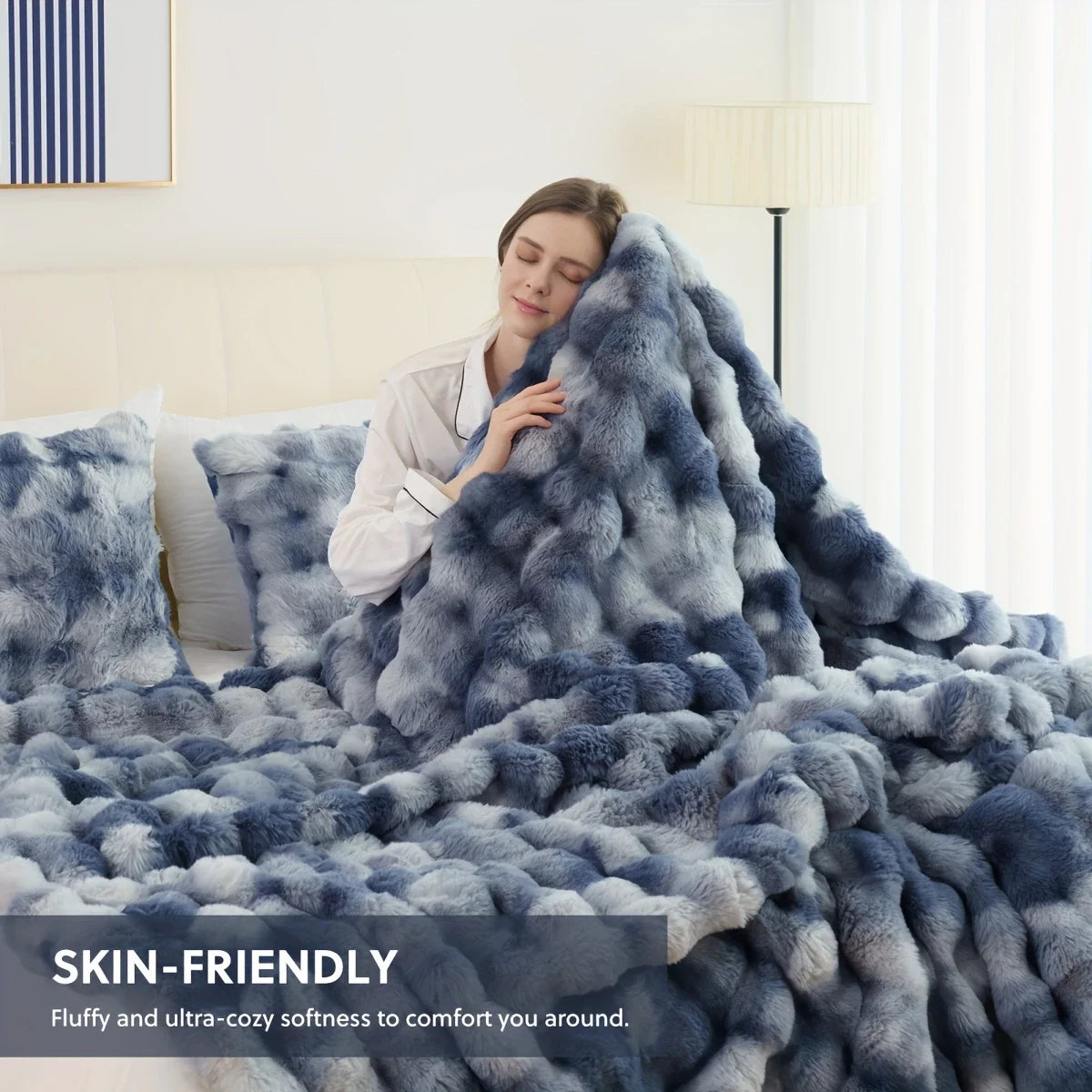 Faux Rabbit Fleece Blanket or Throw