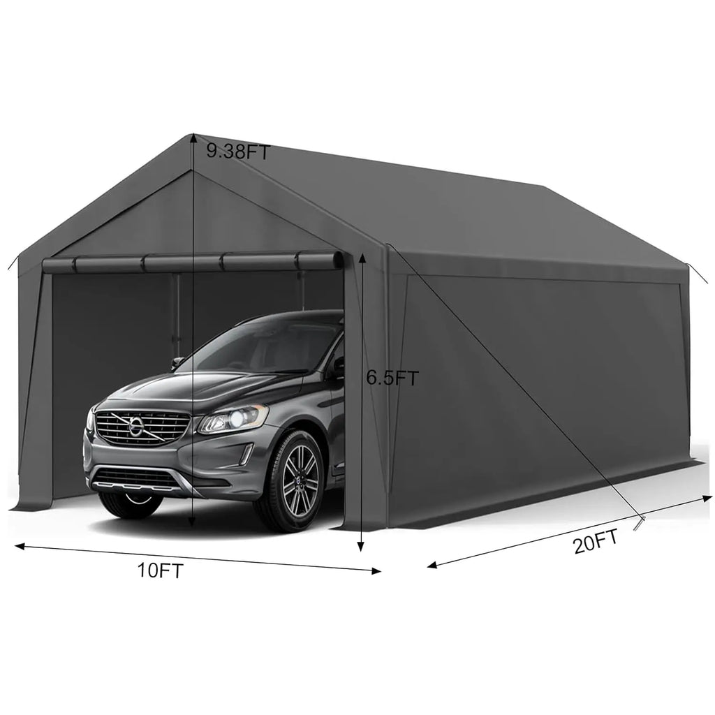 10' x 20' Heavy Duty Waterproof Carport with Removable Sidewalls