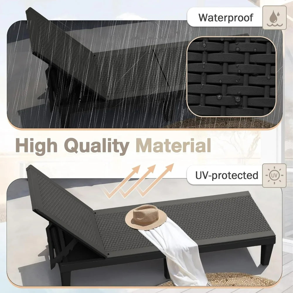 2 Waterproof Patio Chaise Lounge Chairs