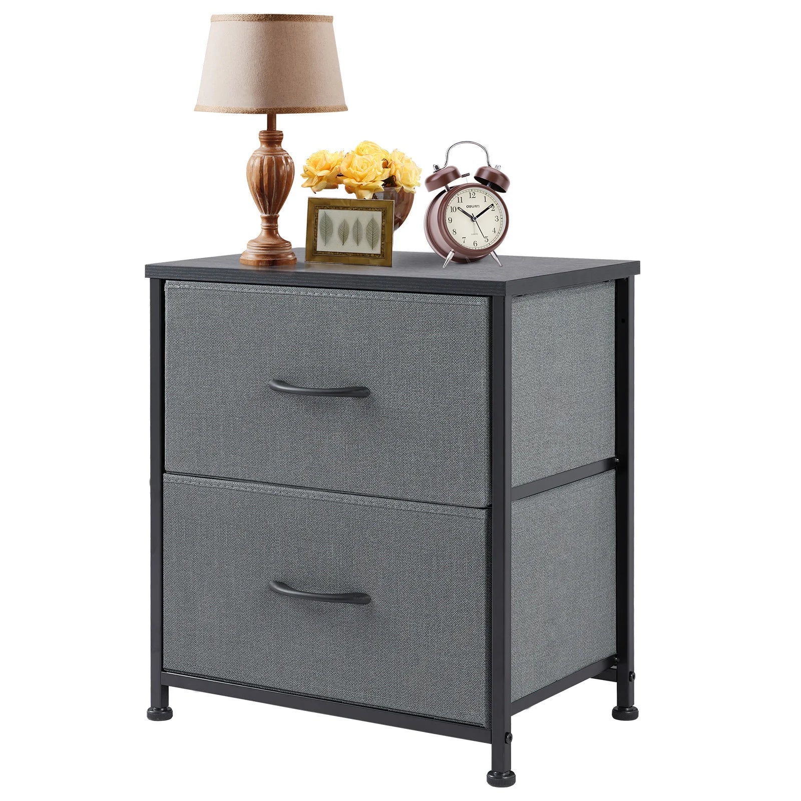 Bedside Nightstand Table with 2 Fabric Drawers