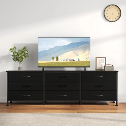 Dining Room Cabinet With 9 Fabric Drawers - Long Entertainment Center for up to 75 Inch TV