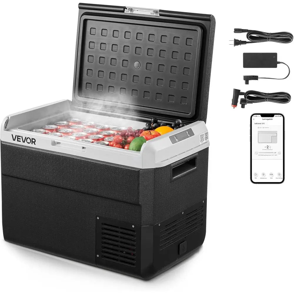 Portable 50L Car Refrigerator, 12/24V DC &amp; 100-240V AC, Adjustable Temp -4℉ to 68℉, Ideal for Outdoors, Camping, Travel, RV