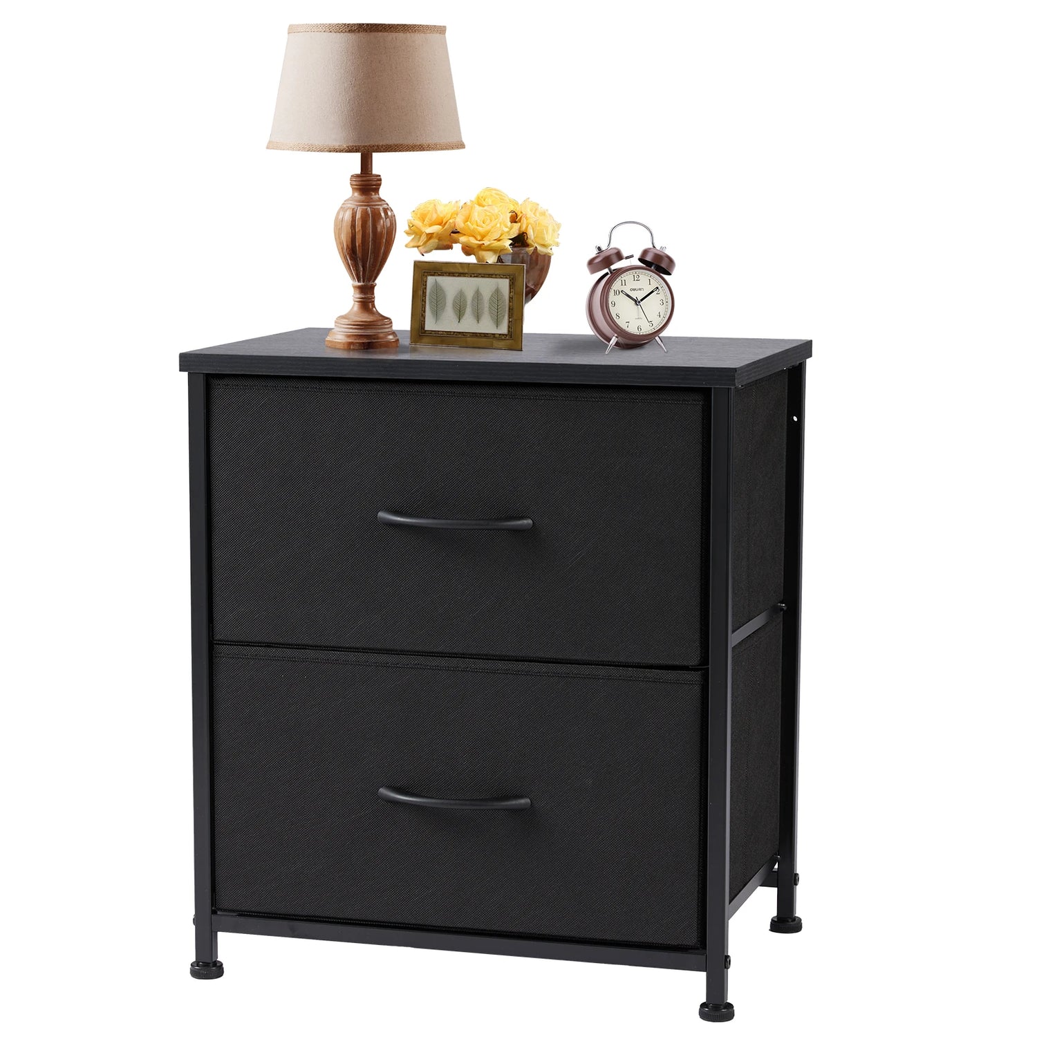 Bedside Nightstand Table with 2 Fabric Drawers