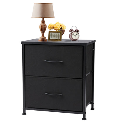 Bedside Nightstand Table with 2 Fabric Drawers