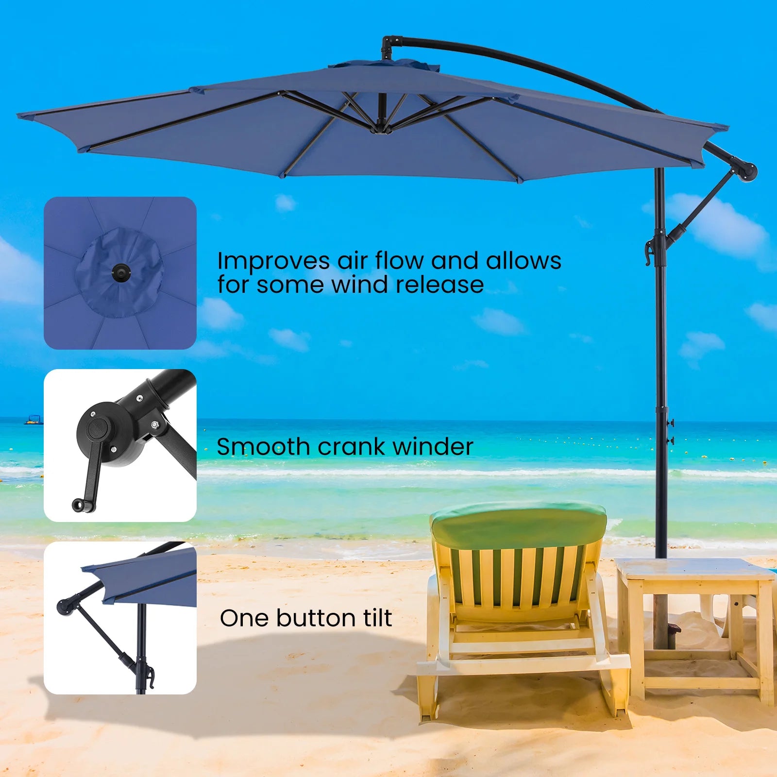 10' Outdoor Patio Umbrella with Hanging Cantilever