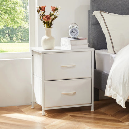Bedside Nightstand Table with 2 Fabric Drawers