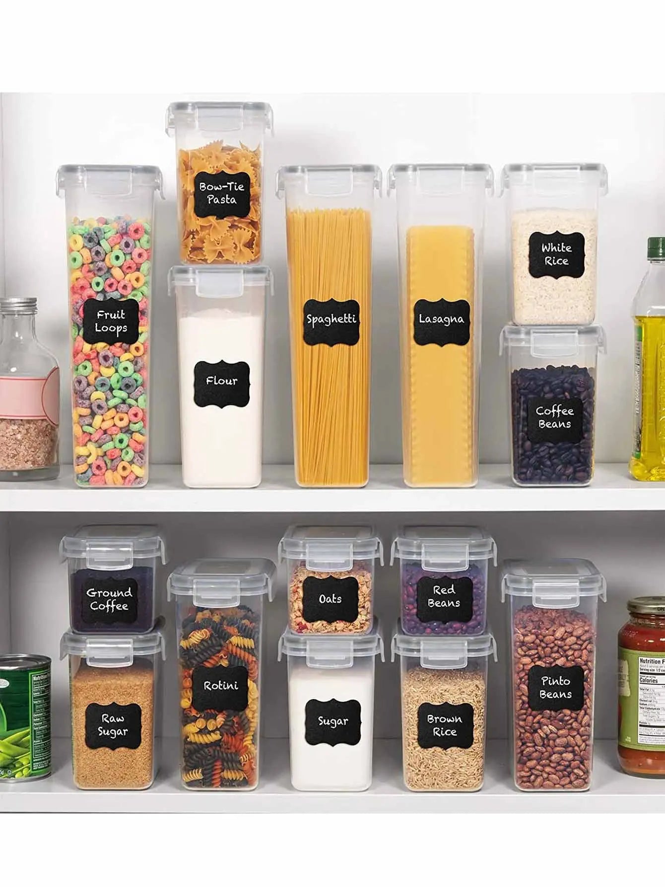 24-pcs Airtight Flour Sugar Coffee Spice Grain Containers with Labels