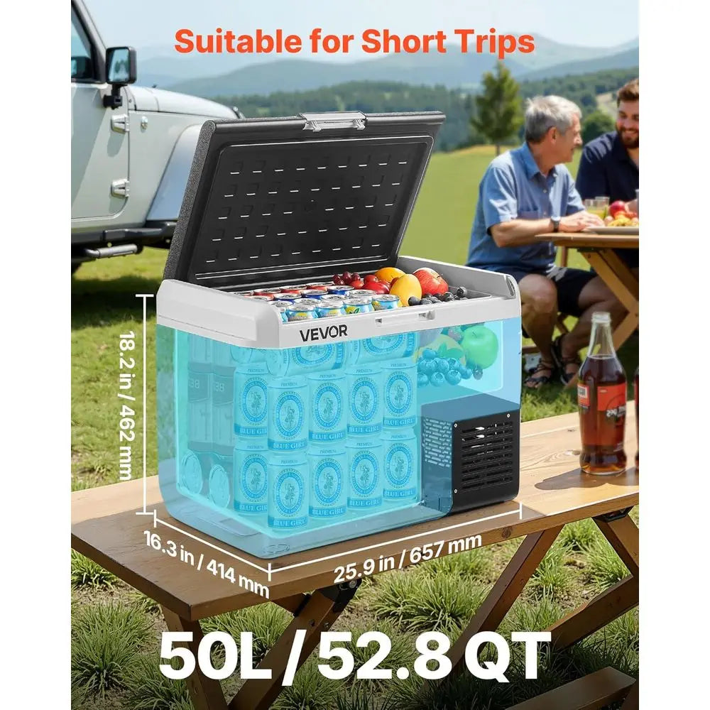Portable 50L Car Refrigerator, 12/24V DC &amp; 100-240V AC, Adjustable Temp -4℉ to 68℉, Ideal for Outdoors, Camping, Travel, RV