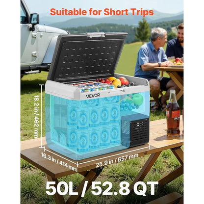 Portable 50L Car Refrigerator, 12/24V DC &amp; 100-240V AC, Adjustable Temp -4℉ to 68℉, Ideal for Outdoors, Camping, Travel, RV