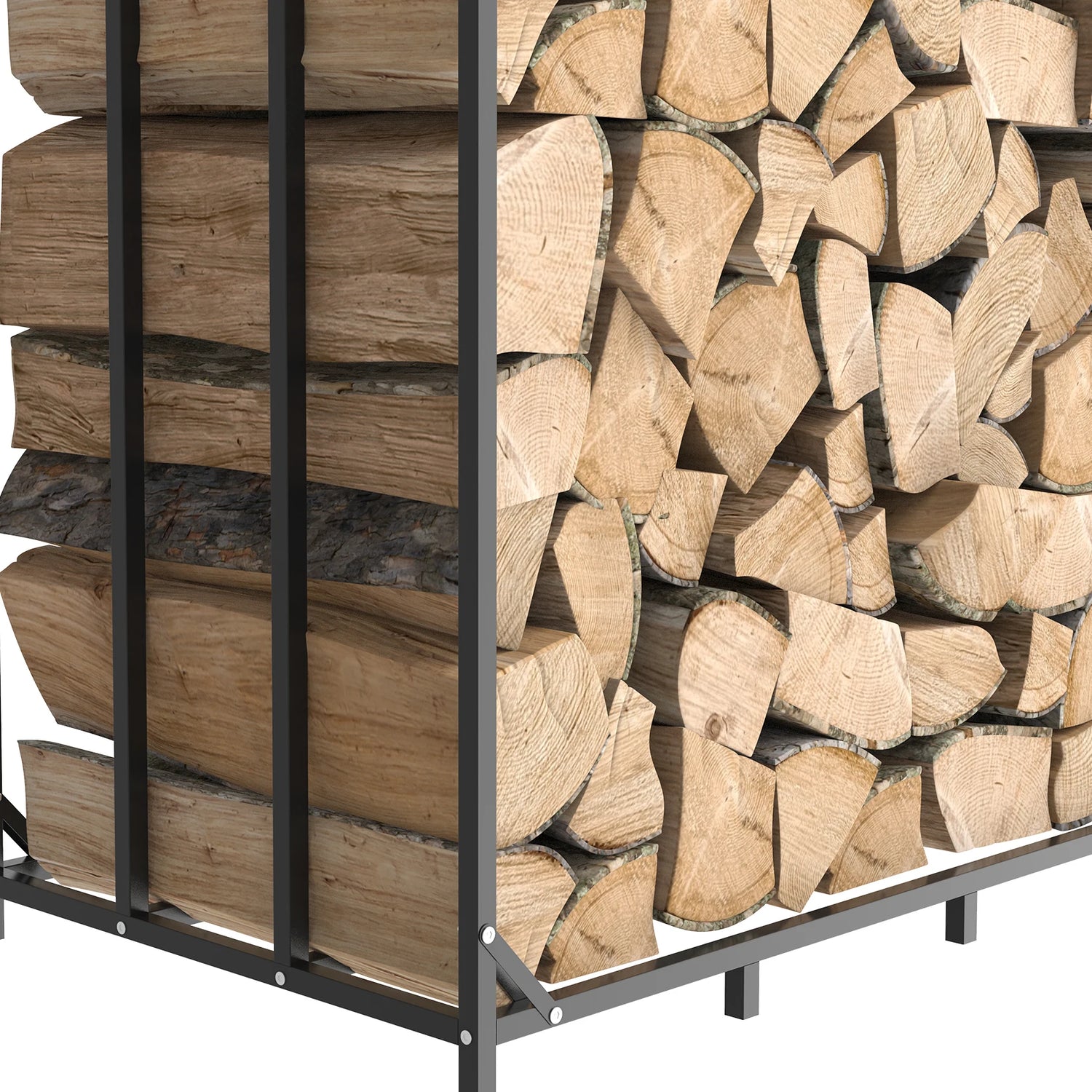 Heavy Duty Tall Metal Firewood Rack Stand with Top Cover for Fireplace Wood Storage