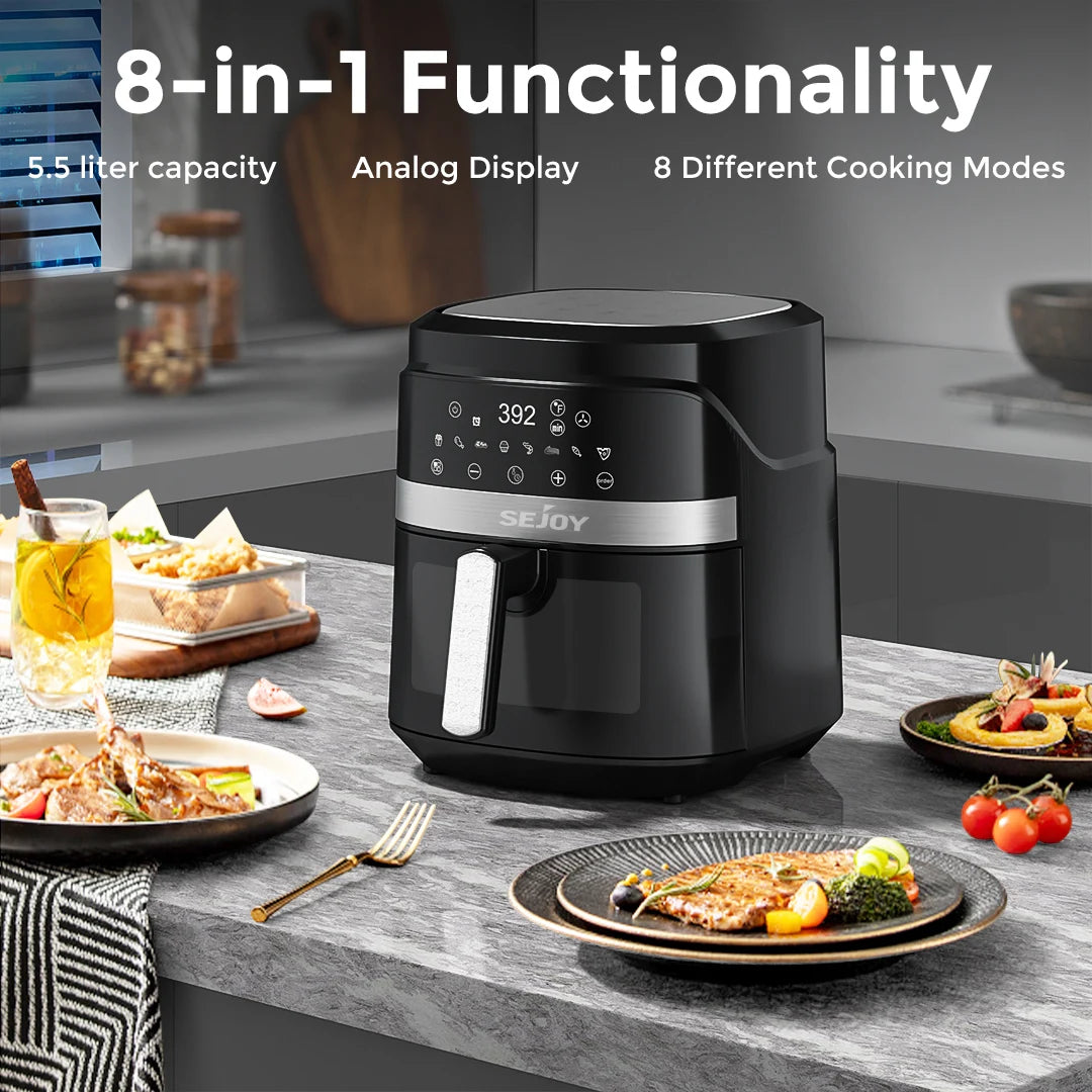 8-in-1 6 Qt, Premium Ceramic Air Fryer with Precise Heating - Roast, Bake, Broil
