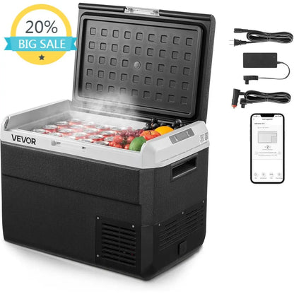 Portable 50L Car Refrigerator, 12/24V DC &amp; 100-240V AC, Adjustable Temp -4℉ to 68℉, Ideal for Outdoors, Camping, Travel, RV