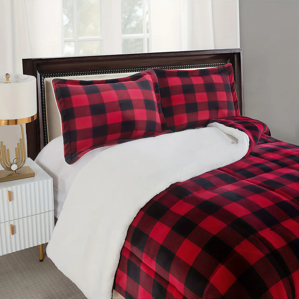 Cozy Sherpa Fleece Plaid Blanket