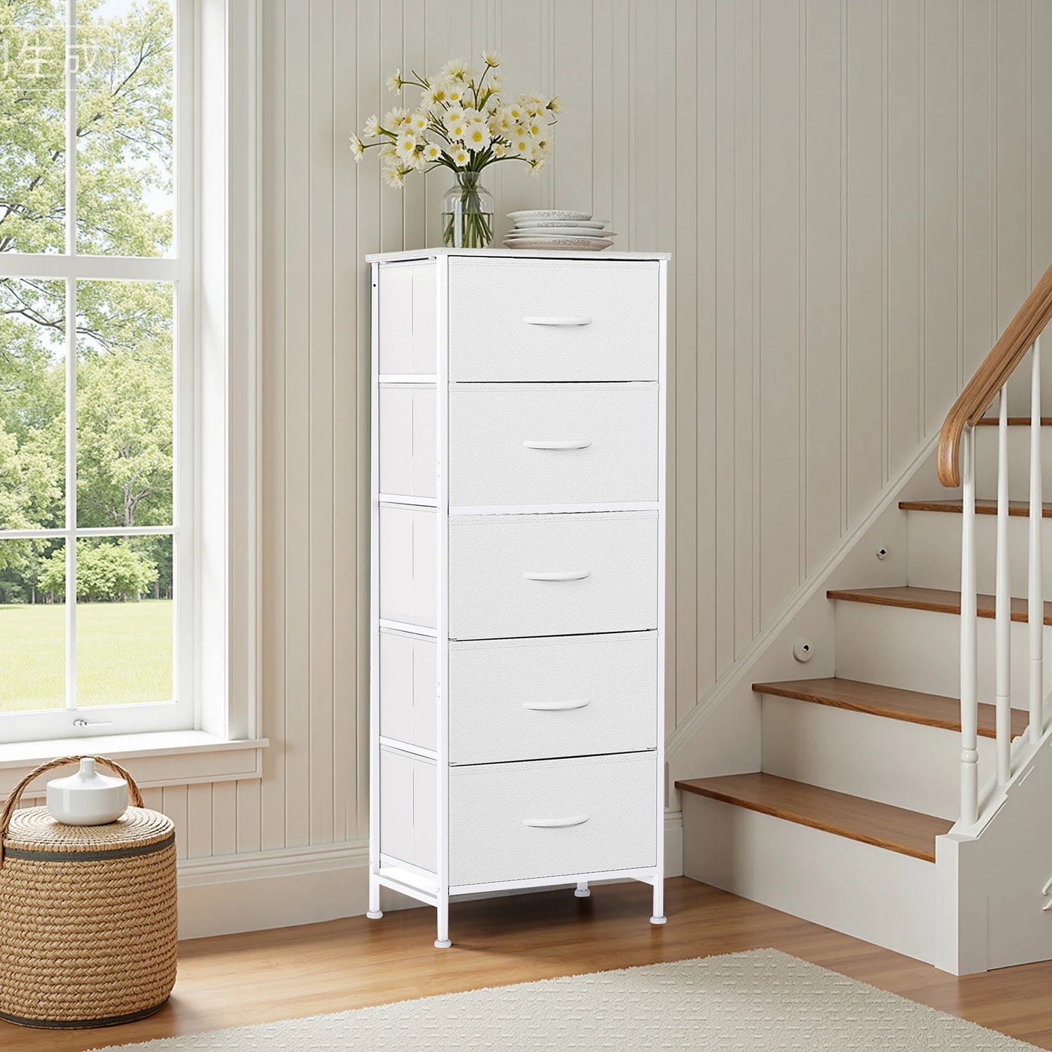 48" Bedroom Dresser With 5 Fabric Drawers - Steel Frame