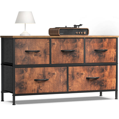 Multi-Purpose Dresser or Buffet with 5 Fabric Drawers