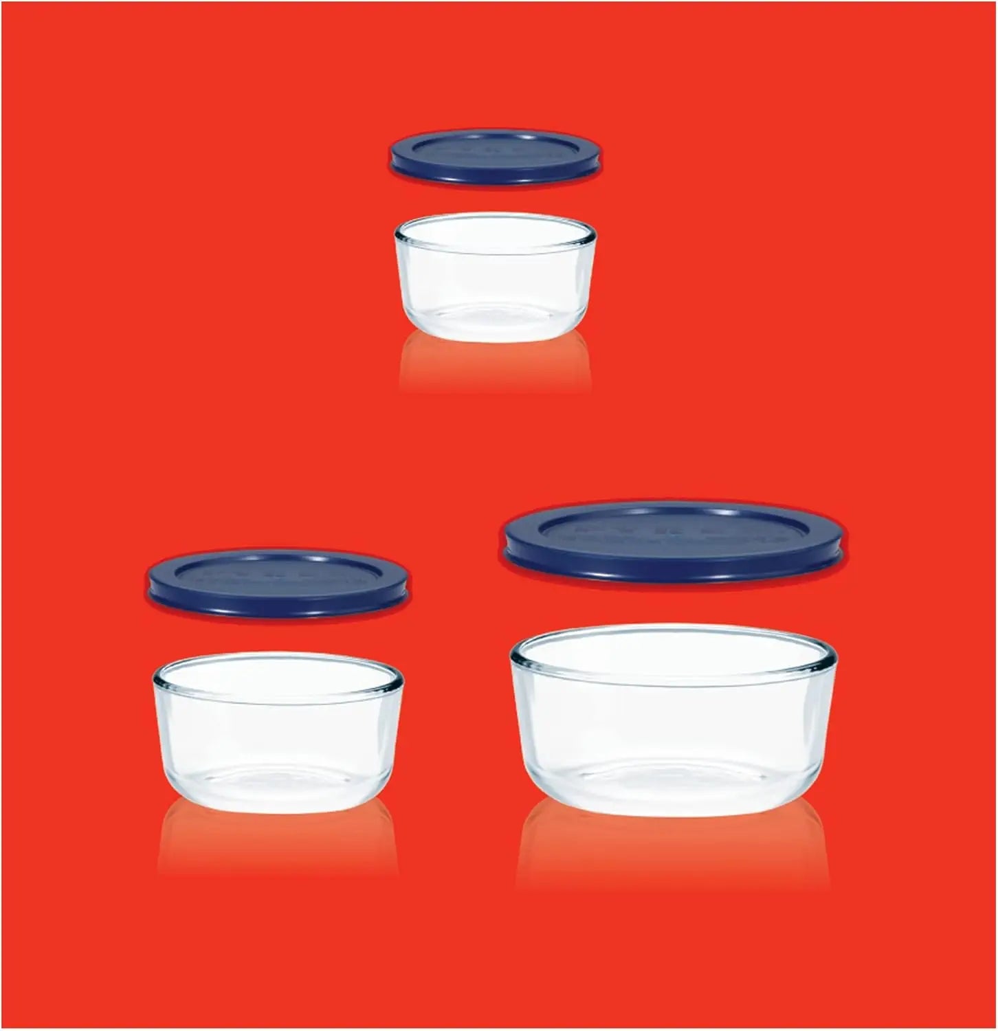 3-Pack BPA-Free Dishwasher & Microwave Safe Glass Food Storage Container Set