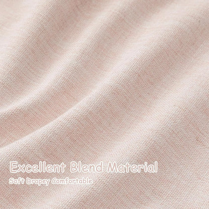 100% Blackout Curtains for Living Room - Darkening Rod Pocket - Pink Linen - 48 Inch Long 2 Panels
