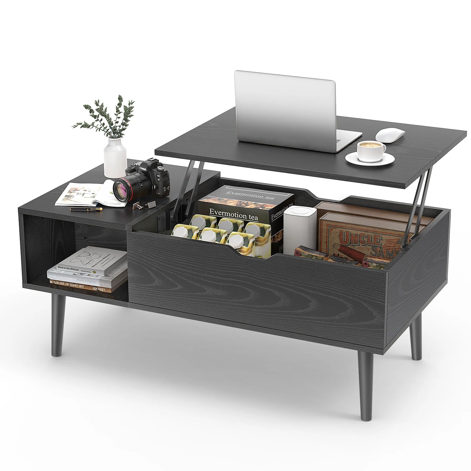 Lift Top Tea Wood Coffee Table & Desk