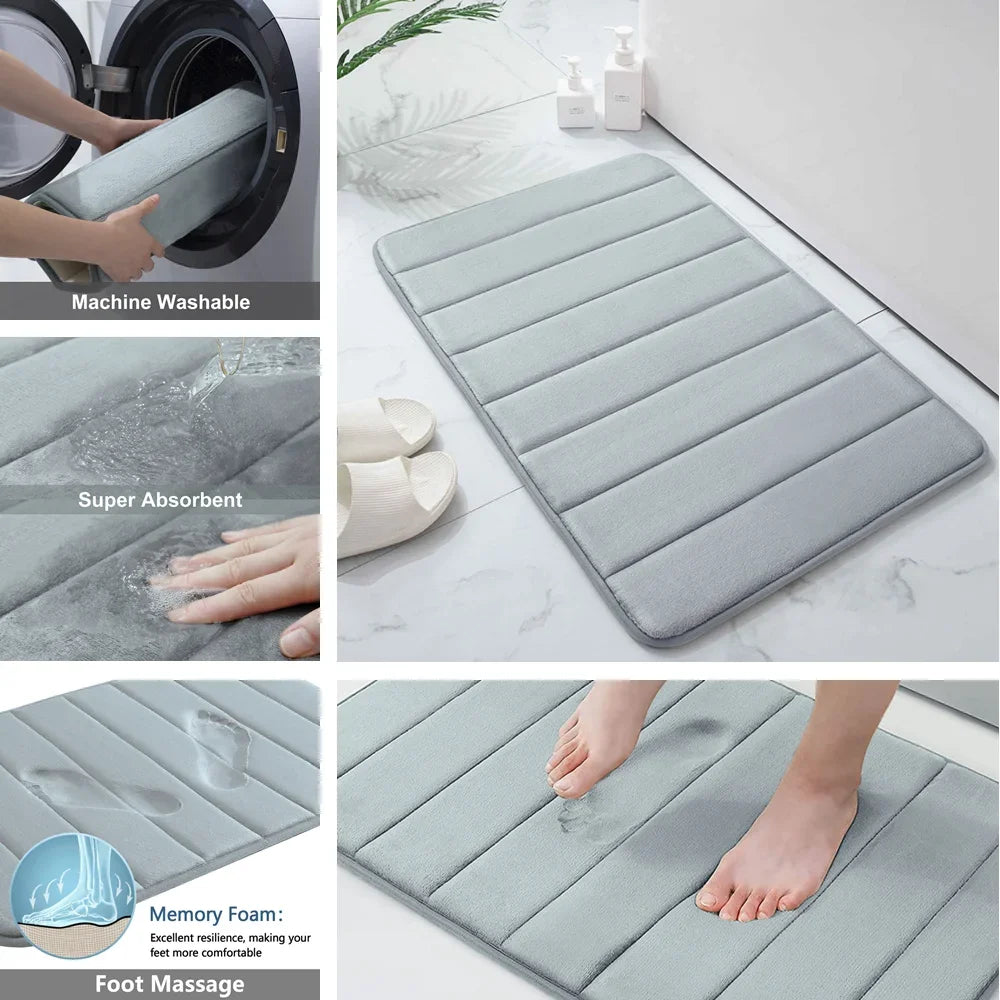 Super Absorbent Non-Slip Bath Mat with Memory Foam