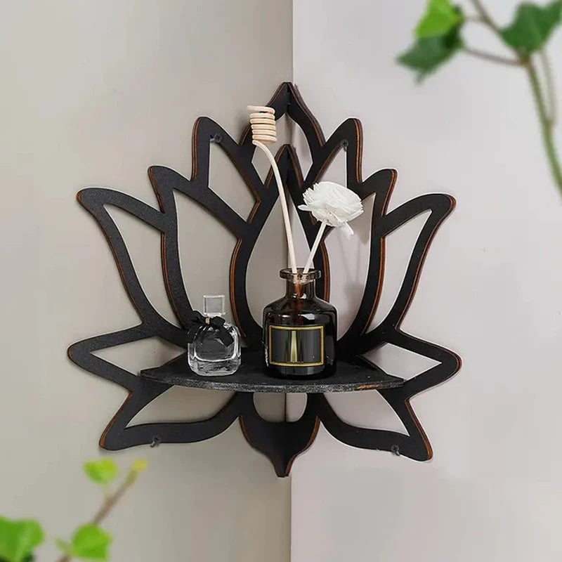 Wall Mount Lotus-Flower Essential Oil Candle Holder Shelf