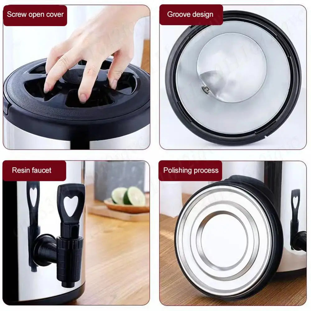 6 or 8 quart Stainless Steel Insulated Beverage Dispenser with Faucet
