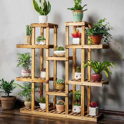 Multi-Tier Wooden Plant Stand