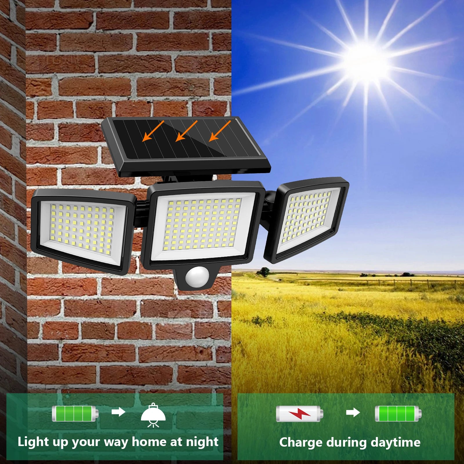 3-Pack Outdoor Motion Sensor Solar Lights