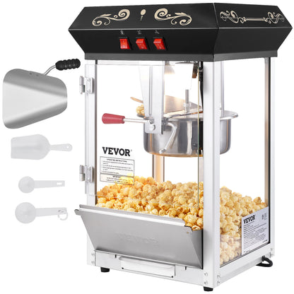 8 Oz Counter-top Movie Theater Style Kettle Popcorn Maker - Makes 48 Cups per Batch - Includes 4 Scoops