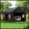 12' x 20' Heavy Duty Carport, Portable Garage with Roll-Up Windows & Side Door for Car, Truck, Boat