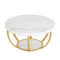 Round 2-Tier Coffee Table with Storage Shelves
