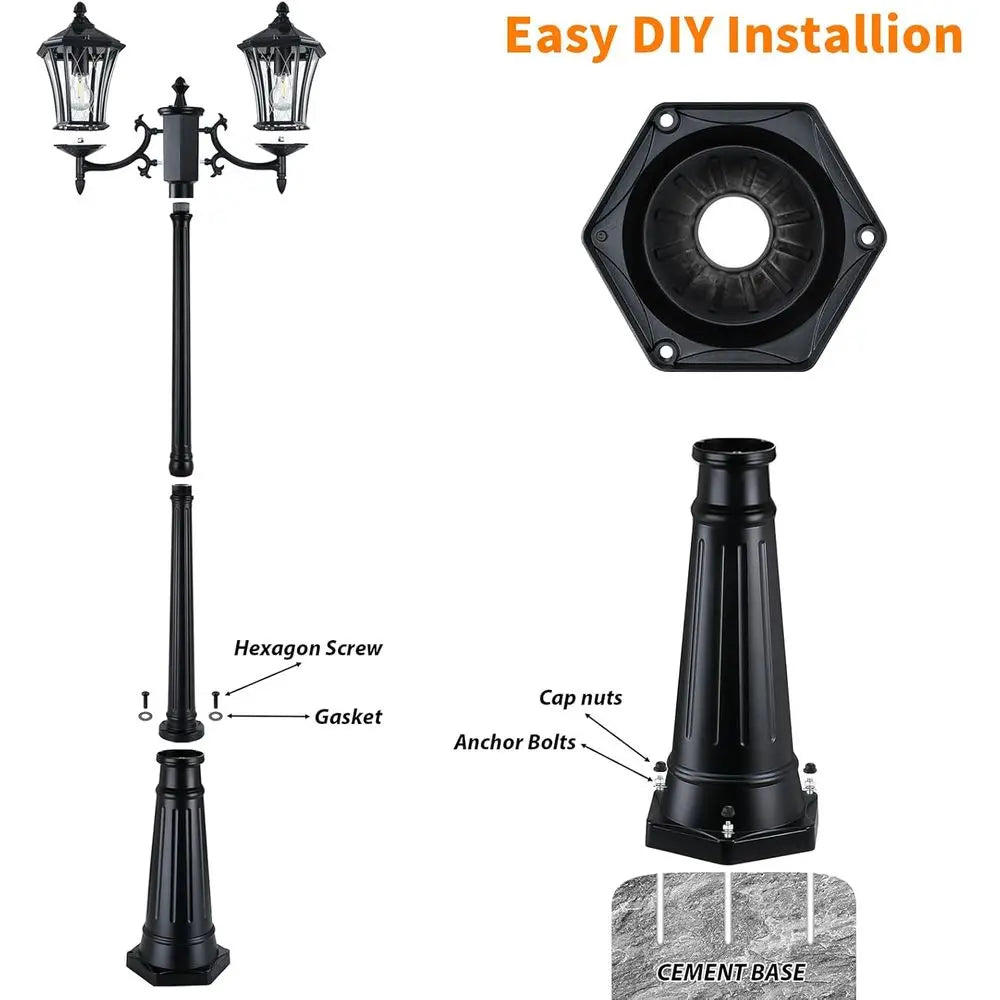85" 2-Head Solar Dusk to Dawn Lamp Post Light