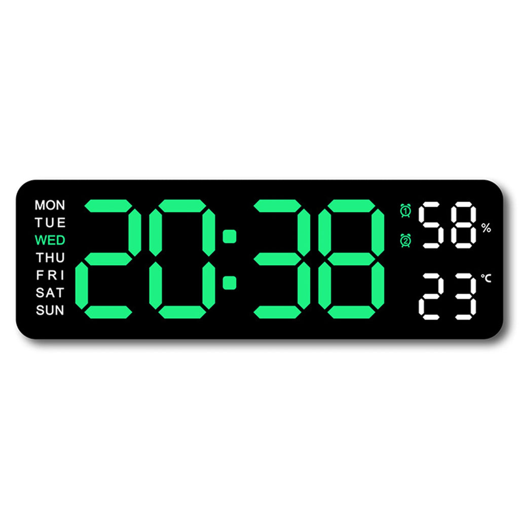 9" Digital LED Smart Wall Clock with Temperature & Humidity