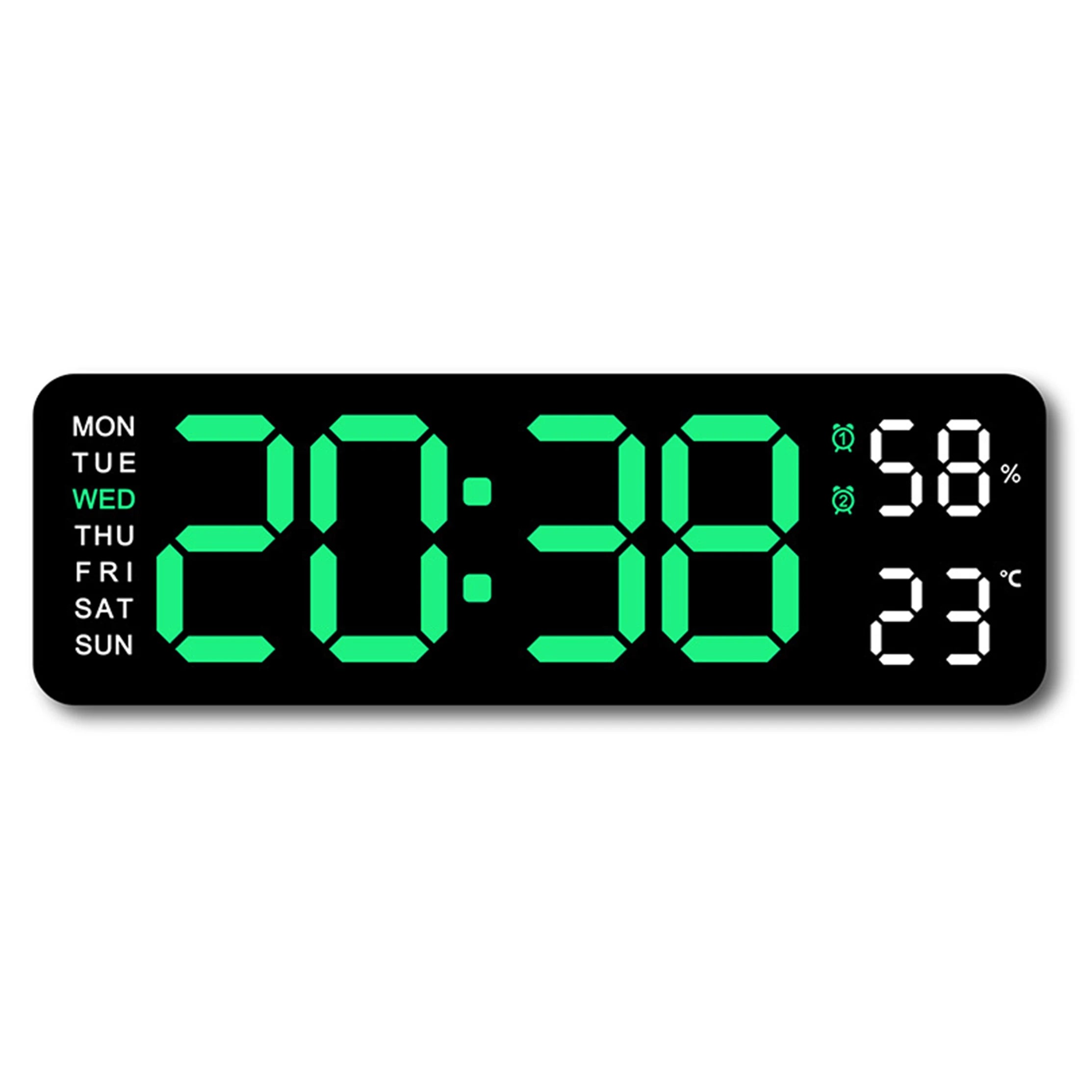 9" Digital LED Smart Wall Clock with Temperature & Humidity