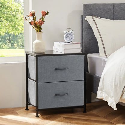 Bedside Nightstand Table with 2 Fabric Drawers