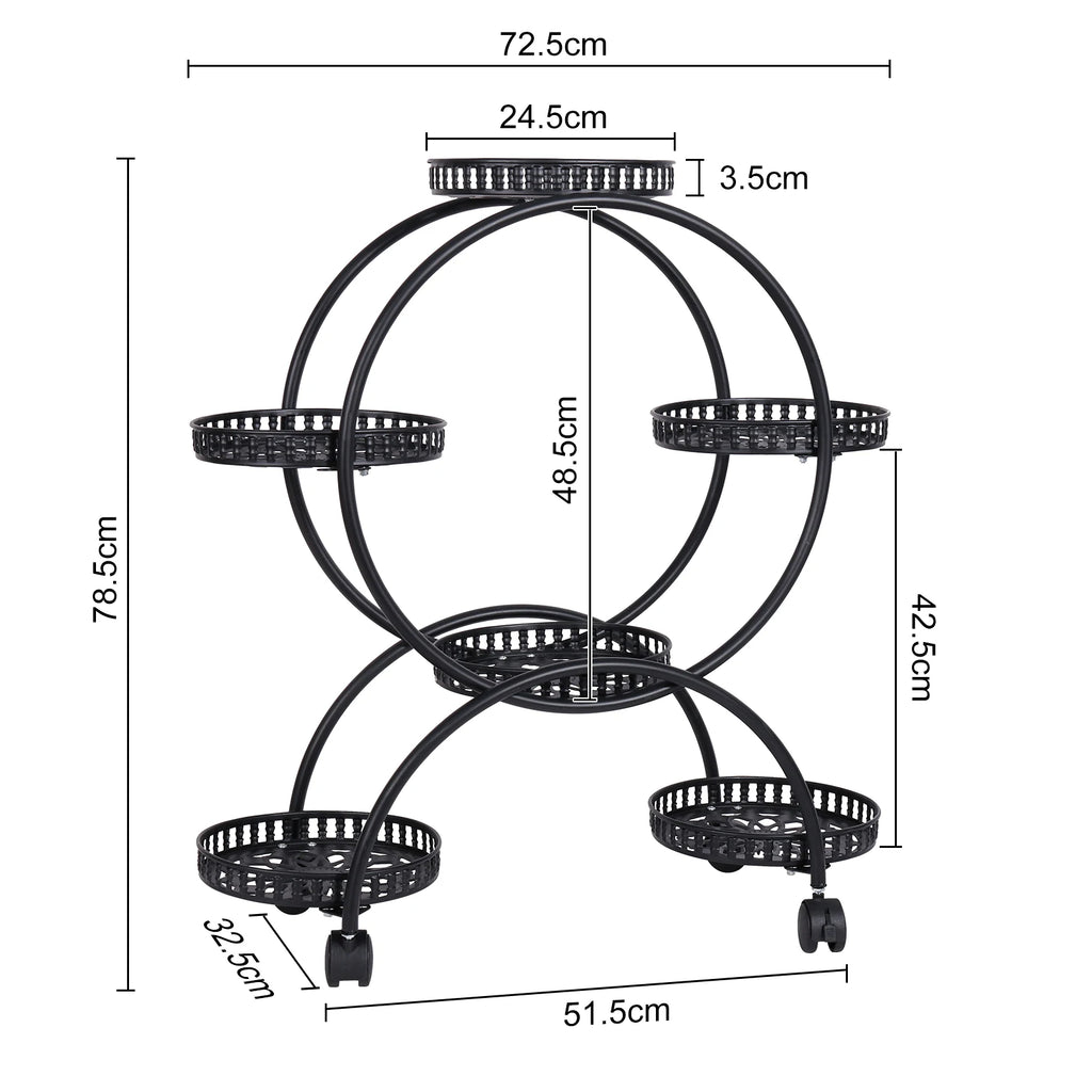 4-Layer 6-Pot Flower Holder Plant Stand on wheels