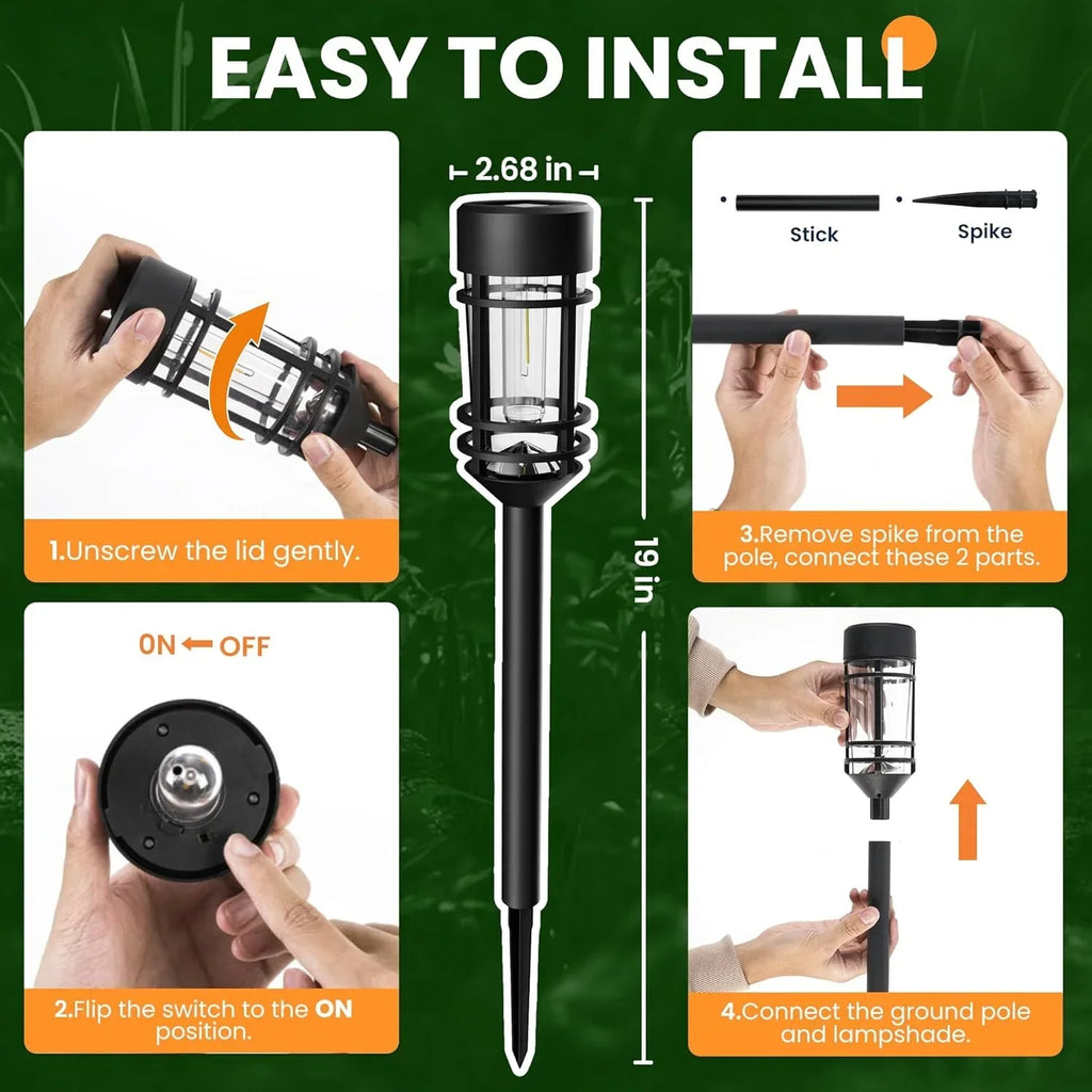 4 Warm-White Waterproof Outdoor Solar Street Lights