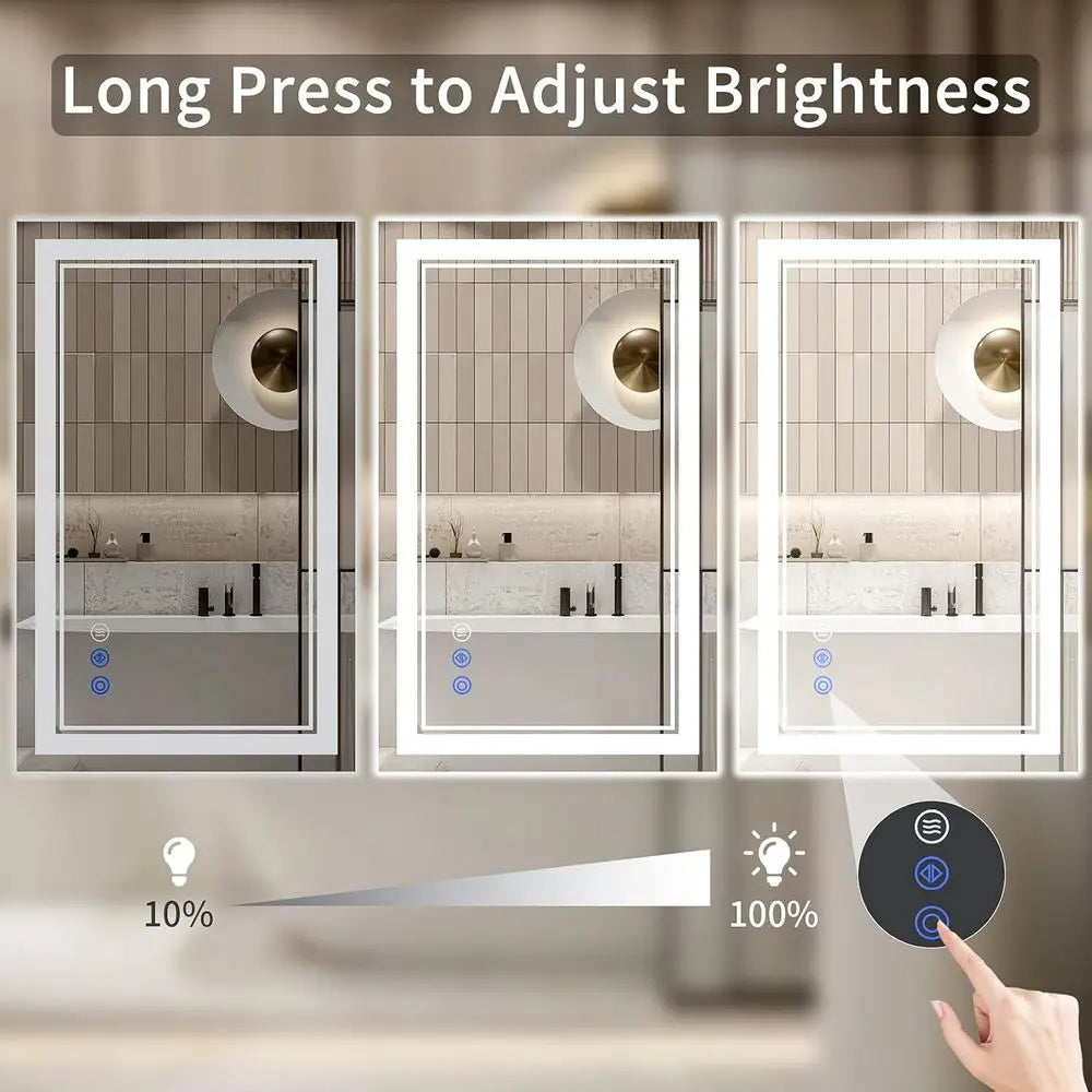 30"x40" Dimmable Anti-Fog Back & Front Lit LED Bathroom Mirror