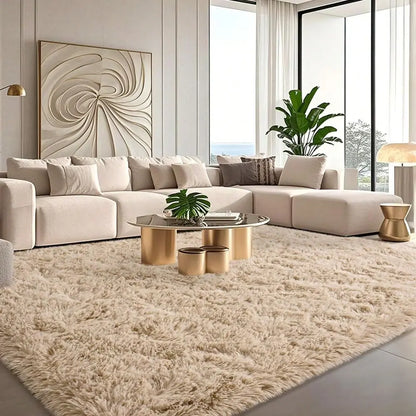 26" x 53" Oval Non-Slip Washable Fluffy Shaggy Area Rug