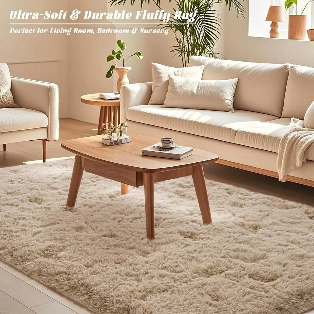26" x 53" Oval Non-Slip Washable Fluffy Shaggy Area Rug