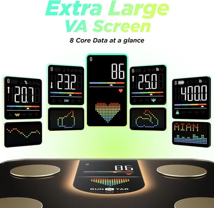 High Precision Digital Bathroom Scale with Heart Rate, BMI &amp; Fat Analysis