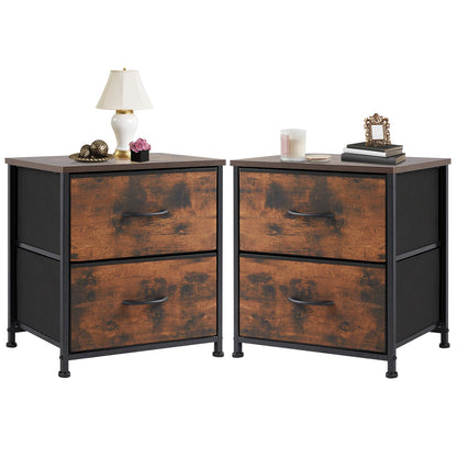Bedside Nightstand Table with 2 Fabric Drawers