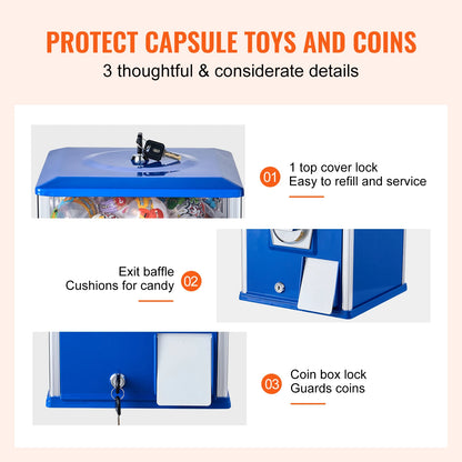 25" Gumball Machine in Blue or Red for Kids, Game Stores &amp; Coin Operation Sites
