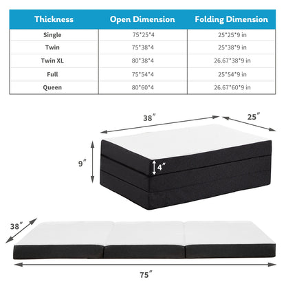 Three Fold Portable Floor Bed - Certified By CertiPUR-US - Suitable For Travel, Camping, and Yoga
