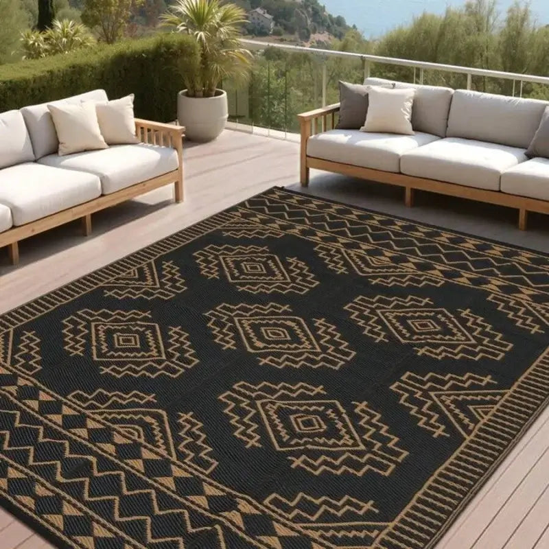 indoor outdoor reversible non-slip stain resistant waterproof camping carpet in multiple sizes and colors
