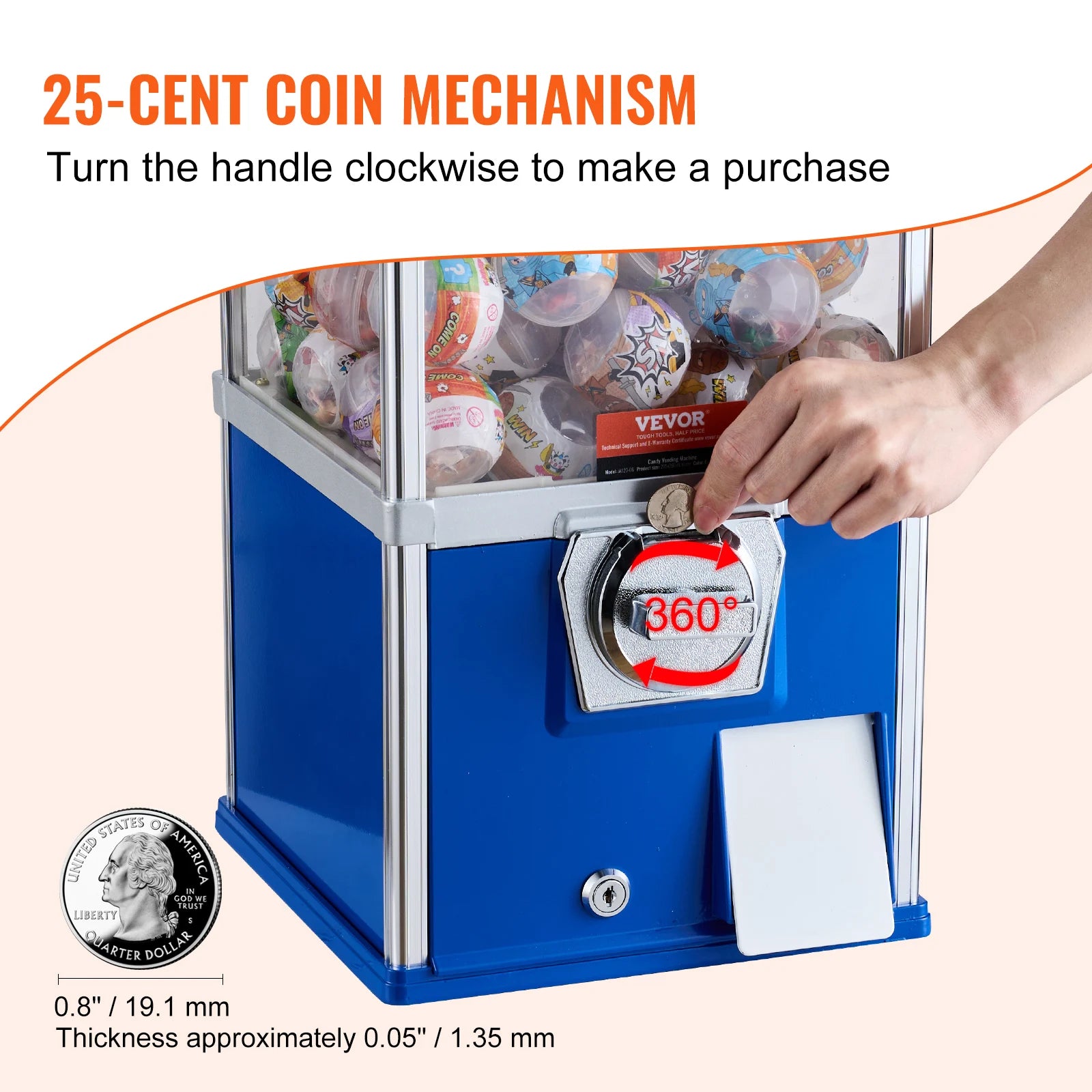 25" Gumball Machine in Blue or Red for Kids, Game Stores &amp; Coin Operation Sites